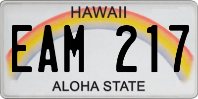 HI license plate EAM217