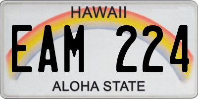 HI license plate EAM224