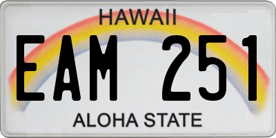 HI license plate EAM251