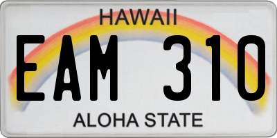 HI license plate EAM310