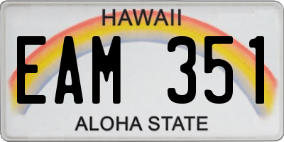 HI license plate EAM351