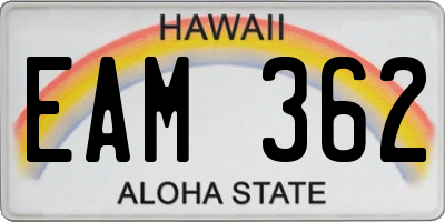 HI license plate EAM362