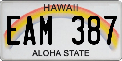 HI license plate EAM387