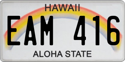 HI license plate EAM416