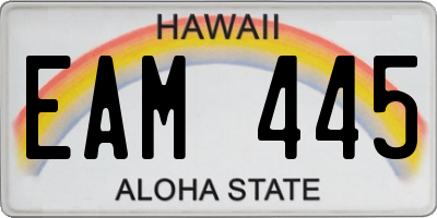 HI license plate EAM445