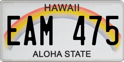 HI license plate EAM475