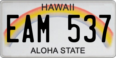 HI license plate EAM537