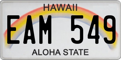HI license plate EAM549