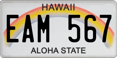 HI license plate EAM567