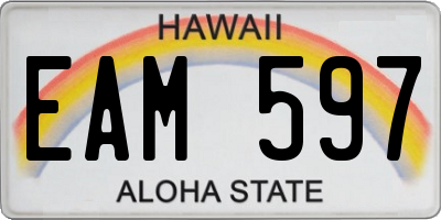HI license plate EAM597