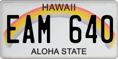 HI license plate EAM640