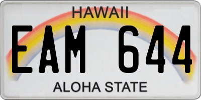 HI license plate EAM644