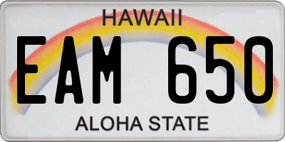 HI license plate EAM650