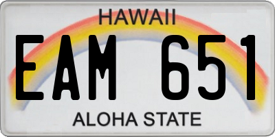 HI license plate EAM651