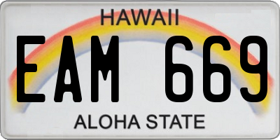 HI license plate EAM669