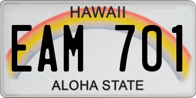 HI license plate EAM701