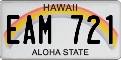 HI license plate EAM721