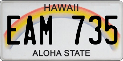 HI license plate EAM735