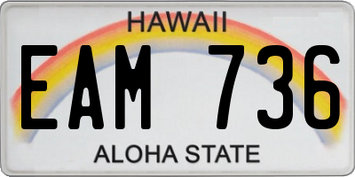 HI license plate EAM736