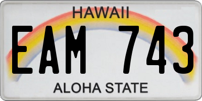 HI license plate EAM743
