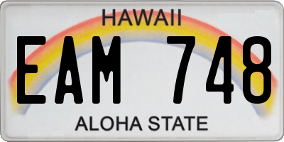 HI license plate EAM748