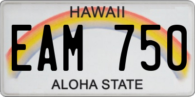 HI license plate EAM750