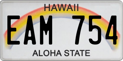 HI license plate EAM754