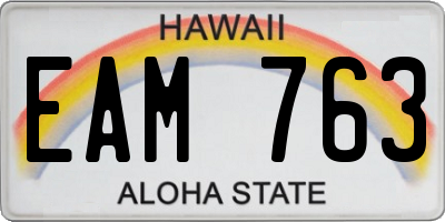 HI license plate EAM763