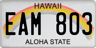 HI license plate EAM803