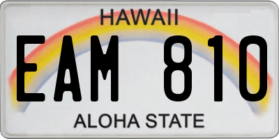 HI license plate EAM810