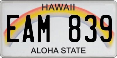 HI license plate EAM839