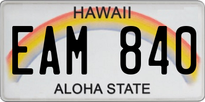 HI license plate EAM840