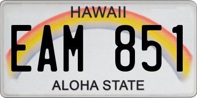 HI license plate EAM851