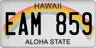 HI license plate EAM859