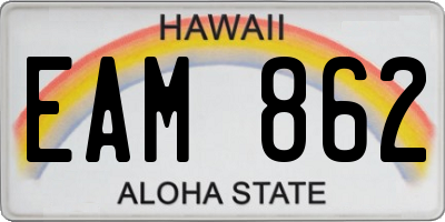 HI license plate EAM862