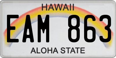 HI license plate EAM863