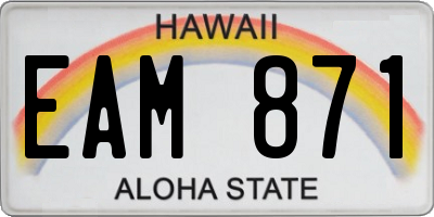 HI license plate EAM871