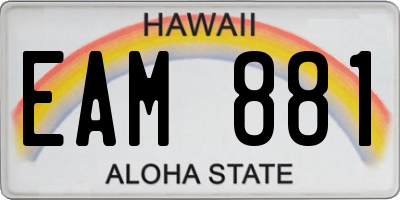 HI license plate EAM881