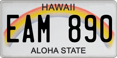 HI license plate EAM890