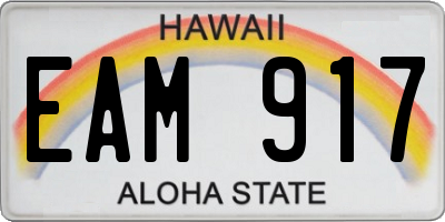 HI license plate EAM917