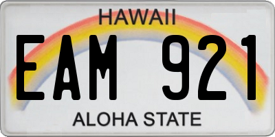 HI license plate EAM921
