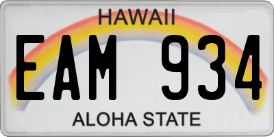 HI license plate EAM934