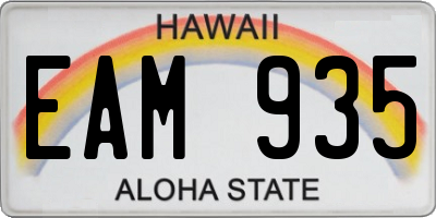 HI license plate EAM935