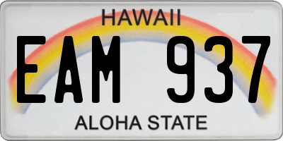 HI license plate EAM937