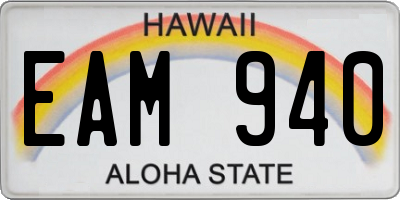 HI license plate EAM940