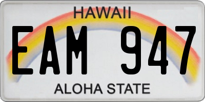 HI license plate EAM947