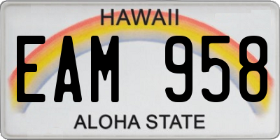 HI license plate EAM958