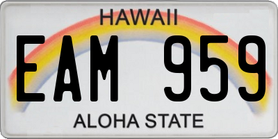 HI license plate EAM959