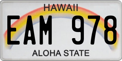 HI license plate EAM978