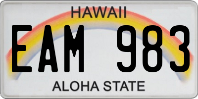 HI license plate EAM983